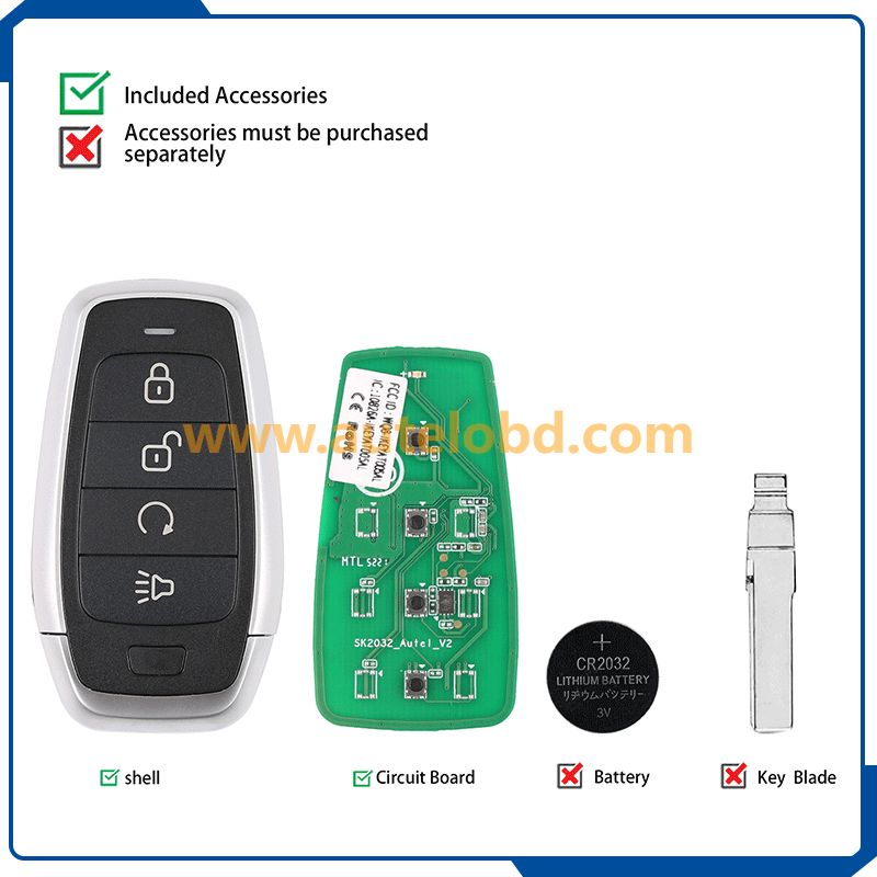 AUTEL Razor Maxiim Ikey Standard Style IKEYAT004BL 4 Buttons Smart Control Key Universal