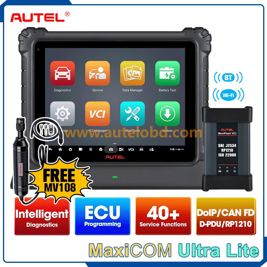 Autel MaxiCOM Ultra Lite Intelligent Automotive Diagnostic Scanner ECU Programming & Coding Top Level PK Ultra MS909