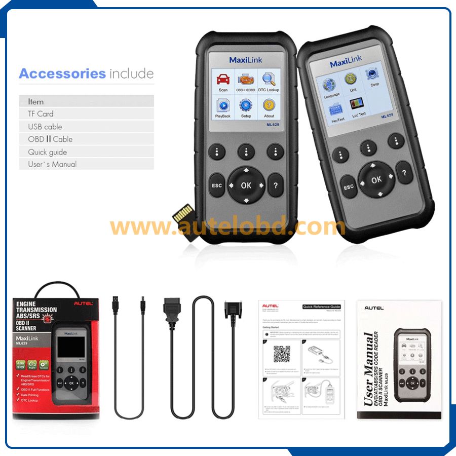 Autel ML629 OBD2 Professional Code Reader ABS SRS Diagnostic Tool Automotive Scanner Upgraded Version of ML619