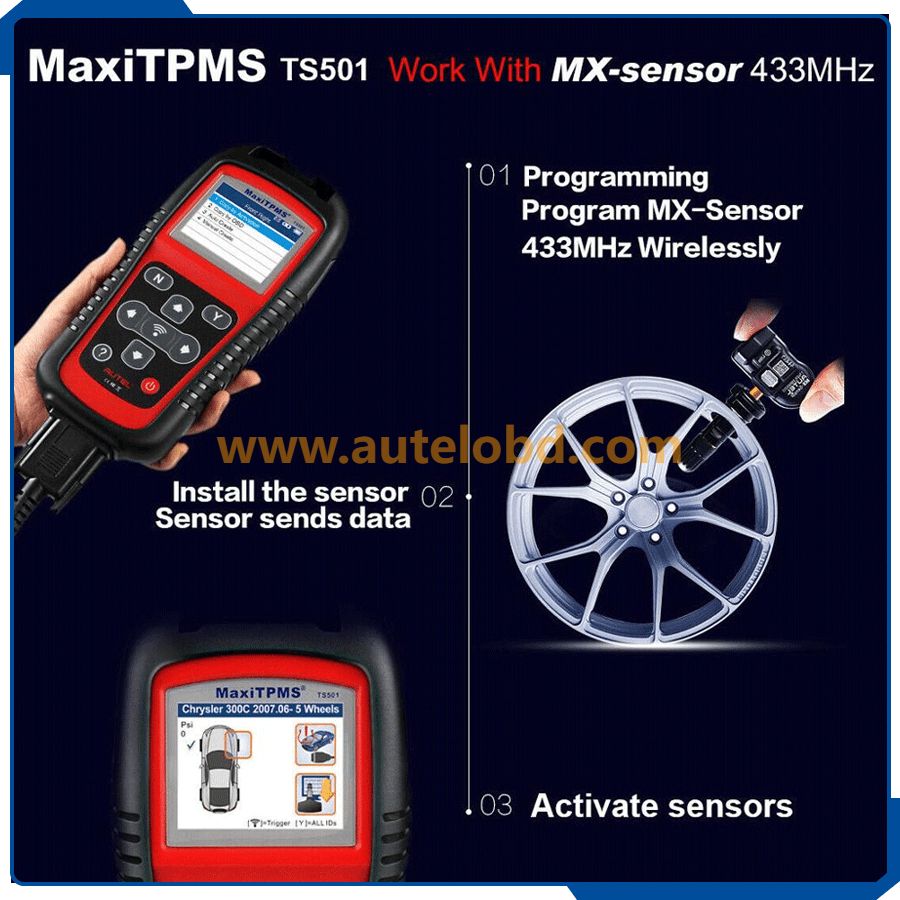  Autel MaxiTPMS TS501 TPMS Relearn OBD2 Code Reader Diagnostic Tool with TPMS Sensors Reads/Clears Codes Of TPMS System