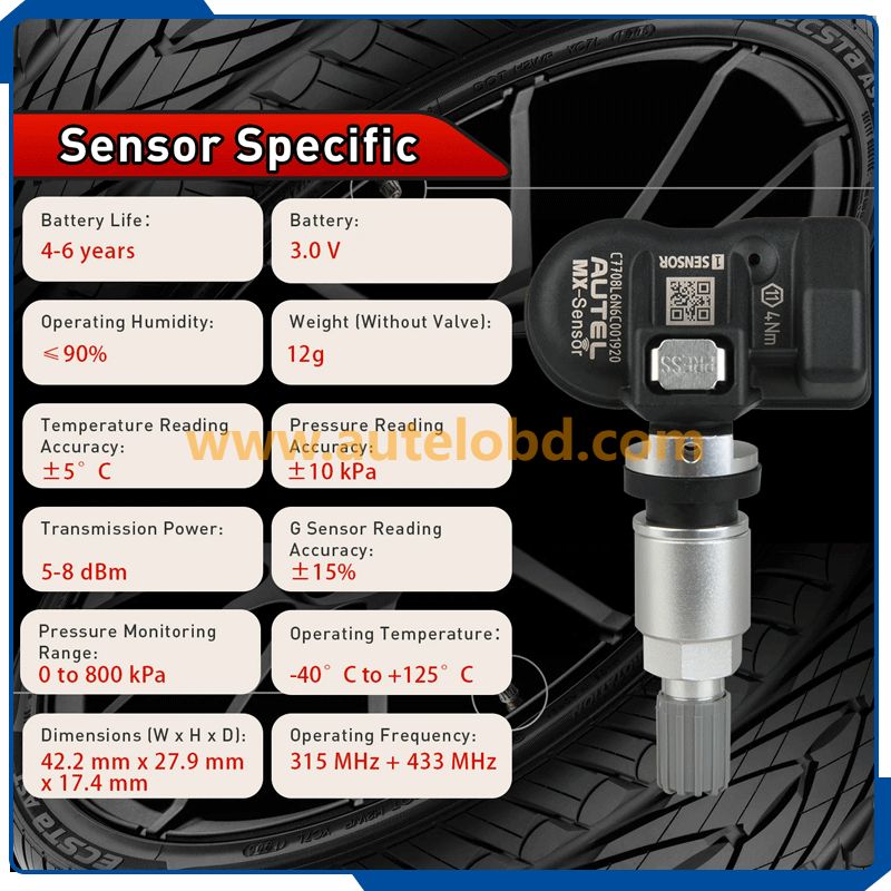 Autel Wireless 433 Mhz Car Tyre Pressure Sensor Tools TPMS Monitor Programming With Battery Anti-theft