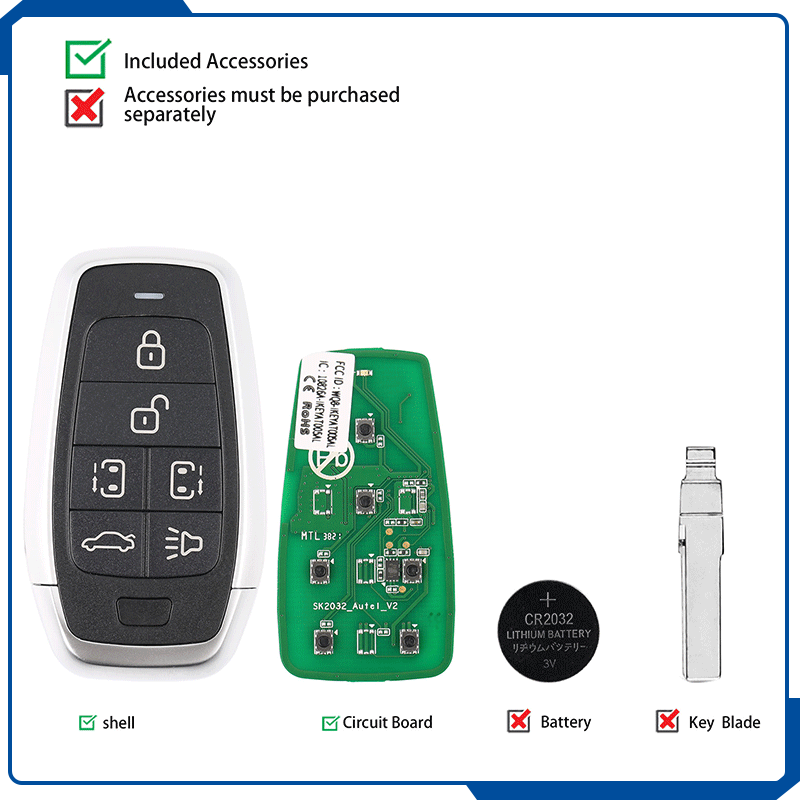 AUTEL Parts Razor Maxiim Ikey Standard Style IKEYAT006BL Universal Smart Car Remote Control Key Blank 6 Buttons